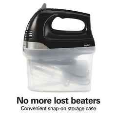 6 Speed Hand Mixer with Snap-On Case, Black