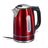 Stainless Steel Electric Kettle with LED Light Ring, Red