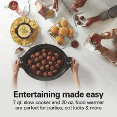 7 Quart Programmable Stay or Go® Slow Cooker with Party Dipper™ Food Warmer