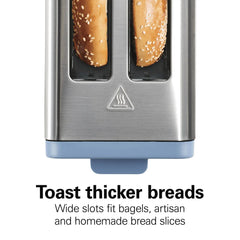 Contemporary 2 Slice Toaster, Steel Blue