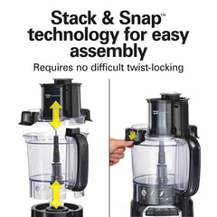 12-Cup Stack & Snap™ Food Processor, Black & Stainless