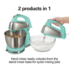 6 Speed Stand Mixer, Aqua Blue