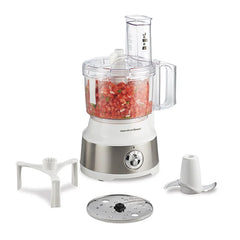 10-Cup Food Processor with Bowl Scraper, White & Stainless