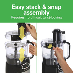 10-Cup Stack & Snap™ Food Processor with Big Mouth®, Black & Stainless
