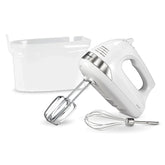 6 Speed Hand Mixer with Snap-On Case, White