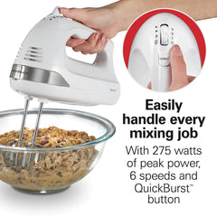 6 Speed Hand Mixer with Snap-On Case, White