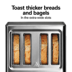 Modern Stainless Steel 4 Slice Toaster with Extra-Wide Slots