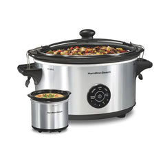 7 Quart Programmable Stay or Go® Slow Cooker with Party Dipper™ Food Warmer