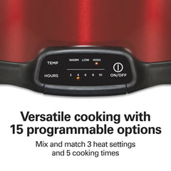 7 Quart Programmable Slow Cooker, Red