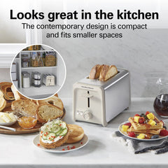 Contemporary 2 Slice Toaster, Sandstone