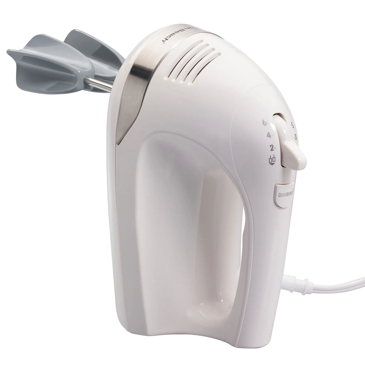 6 Speed Hand Mixer with Snap-On Case White